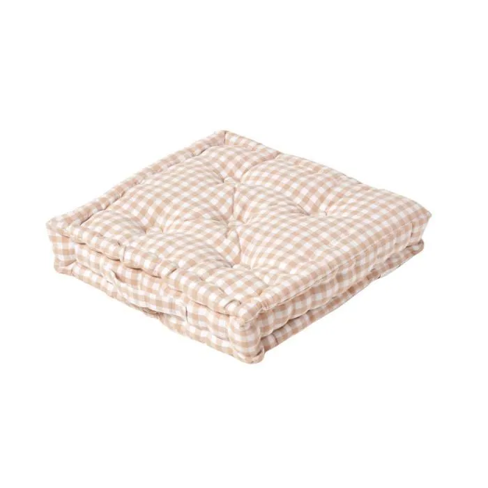 Coussin De Sol Beige Carreaux Vichy 40x40cm - Homescapes
