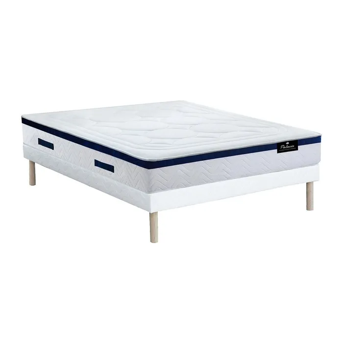 Ensemble 140 x 190 cm sommier + matelas hybride ressorts ensachés et mémoire de forme ép.30cm - MARQUIS de PALACIO