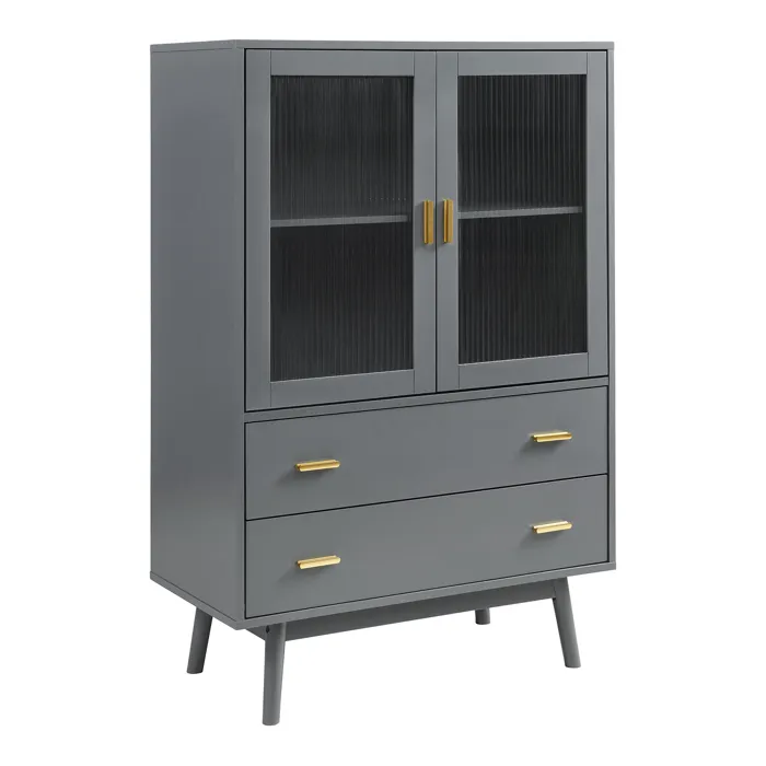 Armoire vitrée Susa 120 x 80 x 40 cm gris en.casa