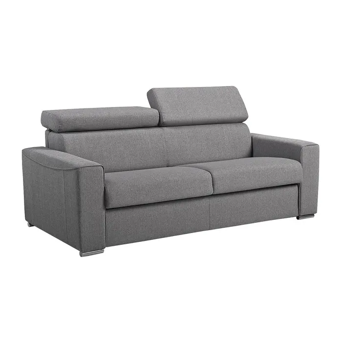 Canapé 3 places convertible express en tissu gris - Couchage 140 cm - Matelas 14 cm VIZIR