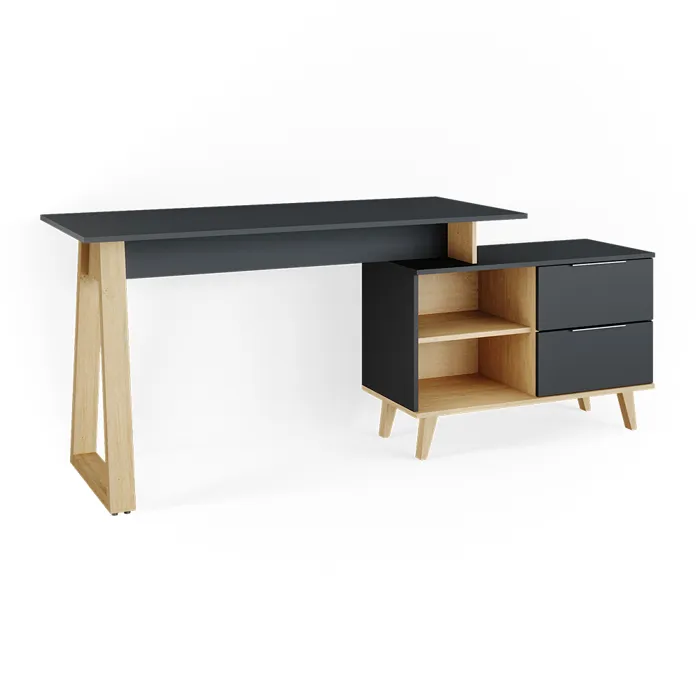 Vicco Bureau Anthracite 138x60cm avec tiroirs, XL