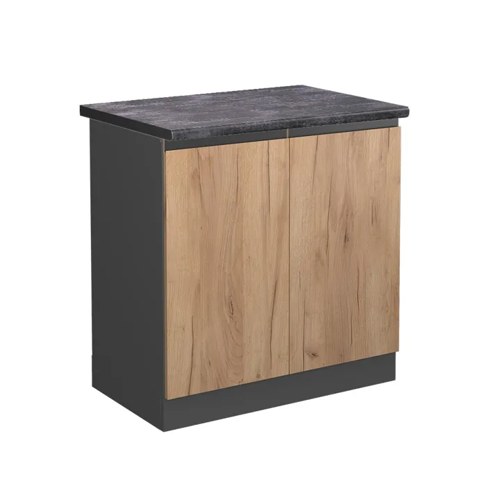 Vicco Meuble bas sous-évier Chêne doré/Anthracite 80cm plan de travail Anthracite