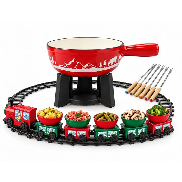 Lot De 1 Appareil À Fondue Et 1 Un Train De Table Décoratif Noël