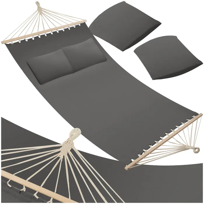 Hamac Avec Barres D'expansion 2 Personnes Polyester/coton Gris Foncé
