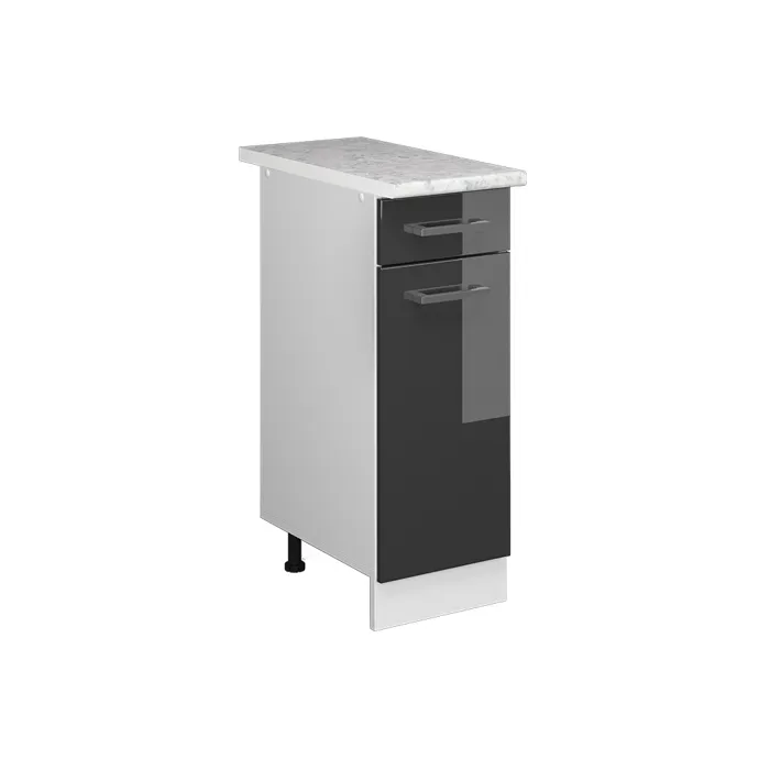 Vicco Meuble cuisine Anthracite Haute brillance 30cm, PT Marbre