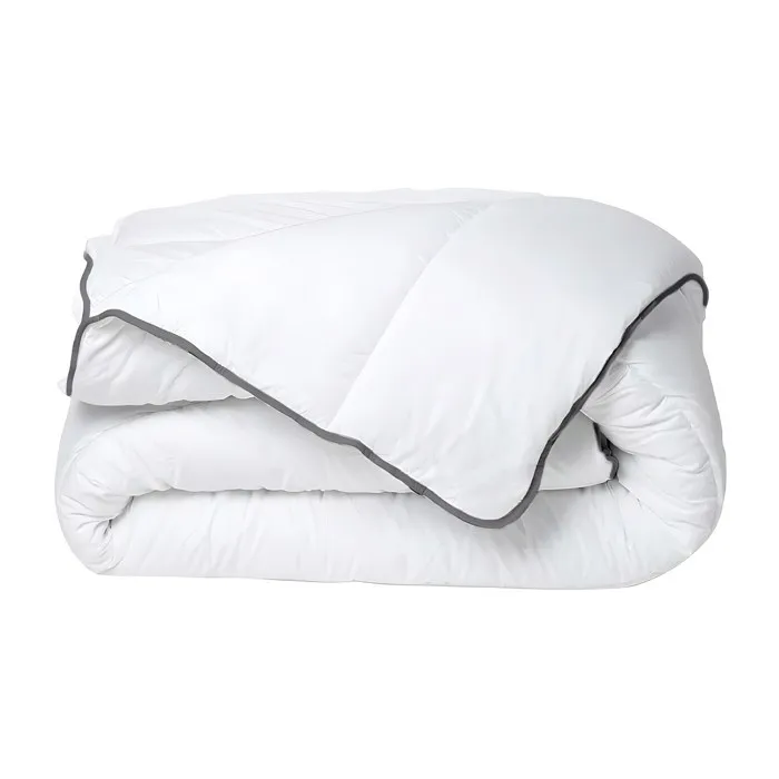 Couette Câline Toucher Soie 240 X 260 Cm - 250 G/m² - Blanc Biais Gris - Biesya