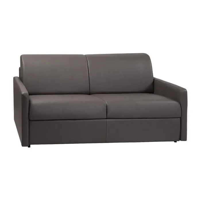Canapé 3 places convertible express en simili gris - Couchage 140 cm - Matelas 14 cm CALIFE