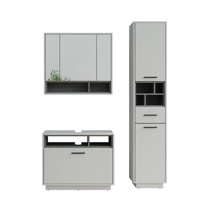 Vicco Ensemble de meubles de salle de bains Gris/Anthracite 3 pièces