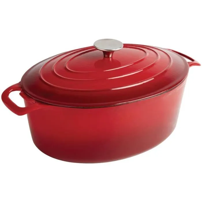 Cocotte Ovale En Fonte Rouge 5 L - Vogue