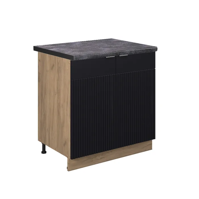 Vicco Meuble bas sous-évier Noir rayé 80cm, PT Anthracite