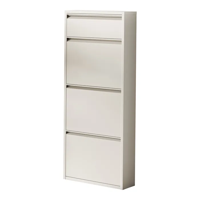 Meuble à chaussures Sokndal à 4 tiroirs inclinables blanc cassé en.casa