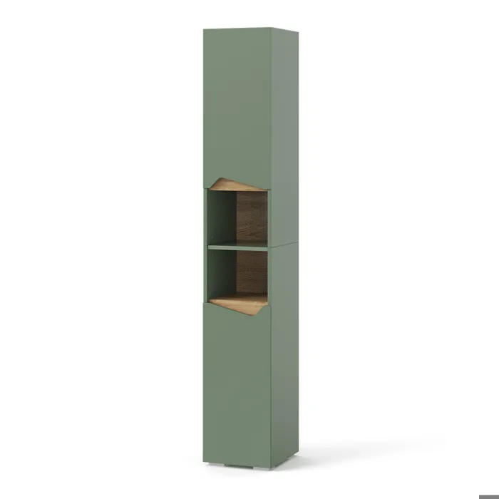 Vicco Vert/Artisan 30x180cm avec portes et compartiments ouverts