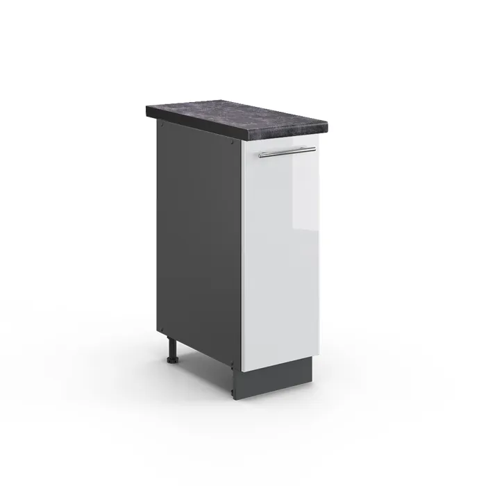 Vicco Meuble de cuisine Blanc Haute brillance/Anthracite 30cm plan de travail Anthracite