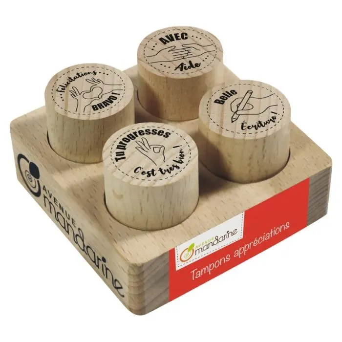 Set De Tampons Appréciations - 6,8 X 6,8 X 8 Cm - Coffret Créatif