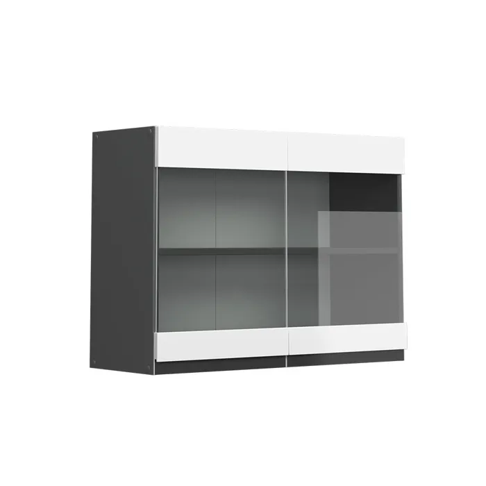Vicco Meuble de cuisine haut vitré Blanc 80cm J-Shape