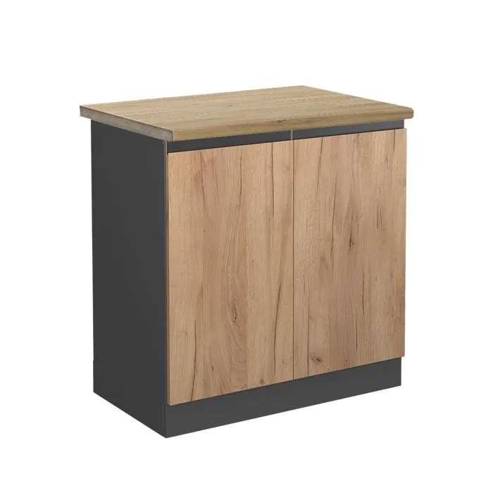 Vicco Meuble bas sous-évier Chêne doré/Anthracite 80cm plan de travail Chêne doré