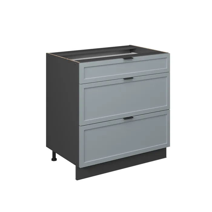 Vicco Meuble cuisine Bleu clair-gris 80cm avec 3 tiroirs, sans PT