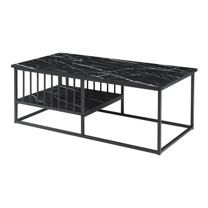 Table basse Raukurg 120 x 60 x 42 cm effet marbre noir en.casa
