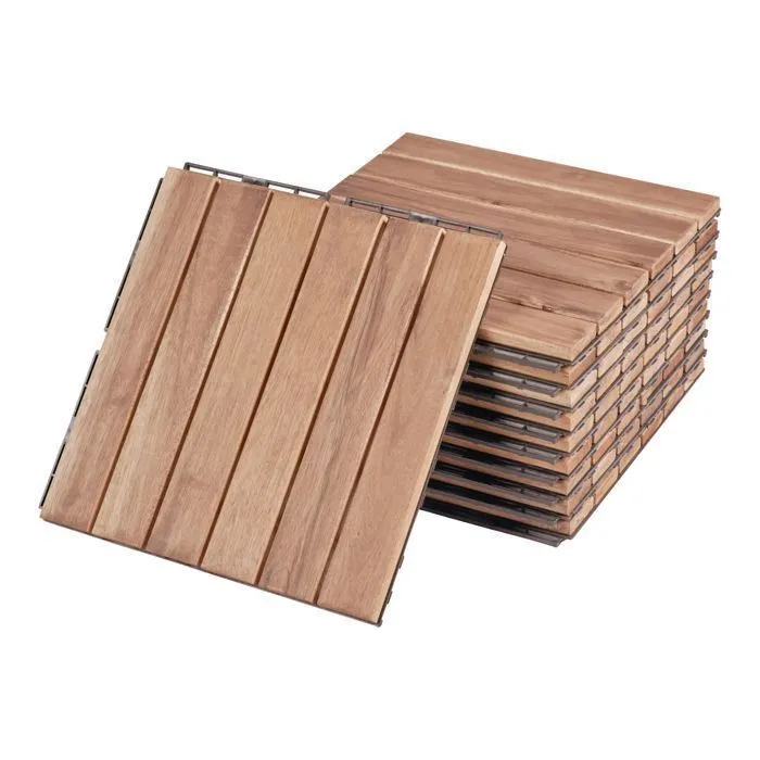 Set de 10 dalles de jardin Alliste bois d'acacia 6 lattes 0,9 m² casa.pro