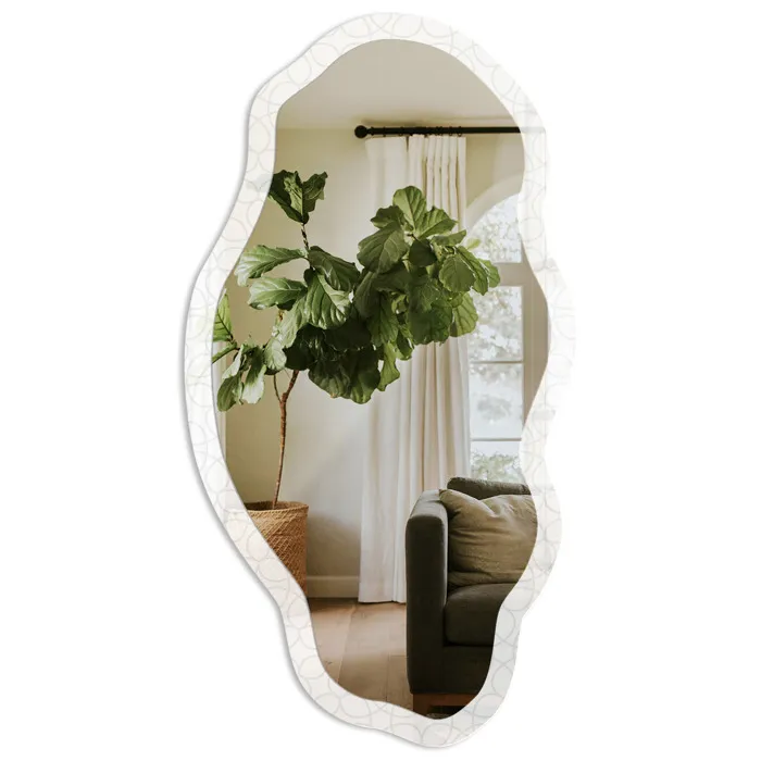 Miroir Mural Décoratif De Forme Irrégulière Blanc Pour La Salle De Bain 52x97 Cm