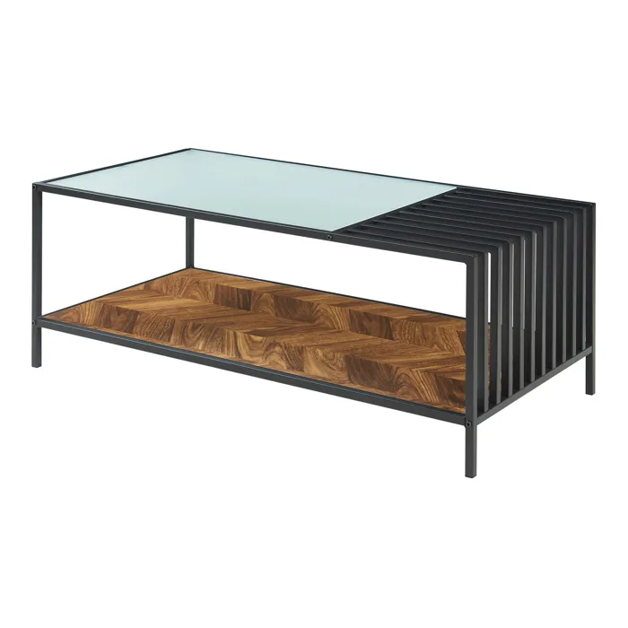 Table basse Parghos 120 x 60 x 45 cm noir / effet chêne foncé en.casa