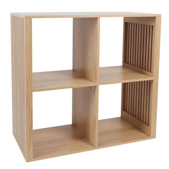 PAJAN - Rangement 4 Cases Effet Bois avec Tasseaux