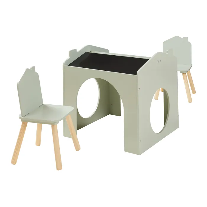 Ensemble de table de dessin et 2 chaises pour enfants Romso vert menthe en.casa