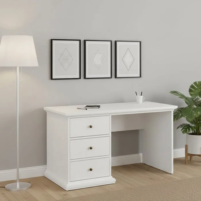 Scrivania Agia, 3 tiroirs 130x62x74h cm blanc