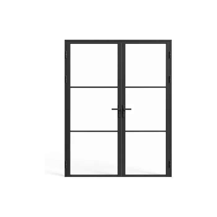 Bloc porte réversible à deux battants en aluminium et verre trempé - 2 x H204 x L93 cm - Noir - MASERU