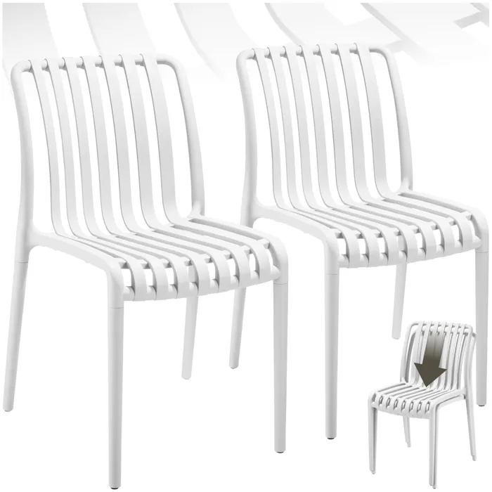 Lot 2 chaises de jardin résistantes intempéries empilables crème
