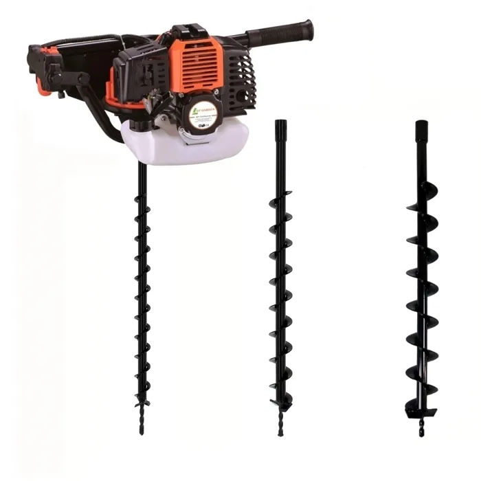 Tarière thermique 52 cm3 - 3 CV + lot de 3 mèches (40, 60 et 80 mm) - GT GARDEN