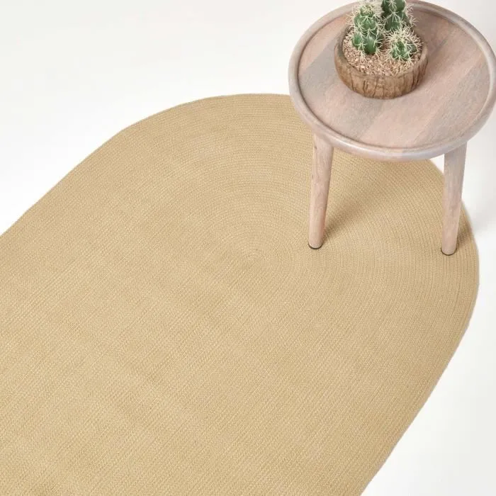 Tapis Ovale Tissé À Plat En Coton Beige 110x170cm - Homescapes