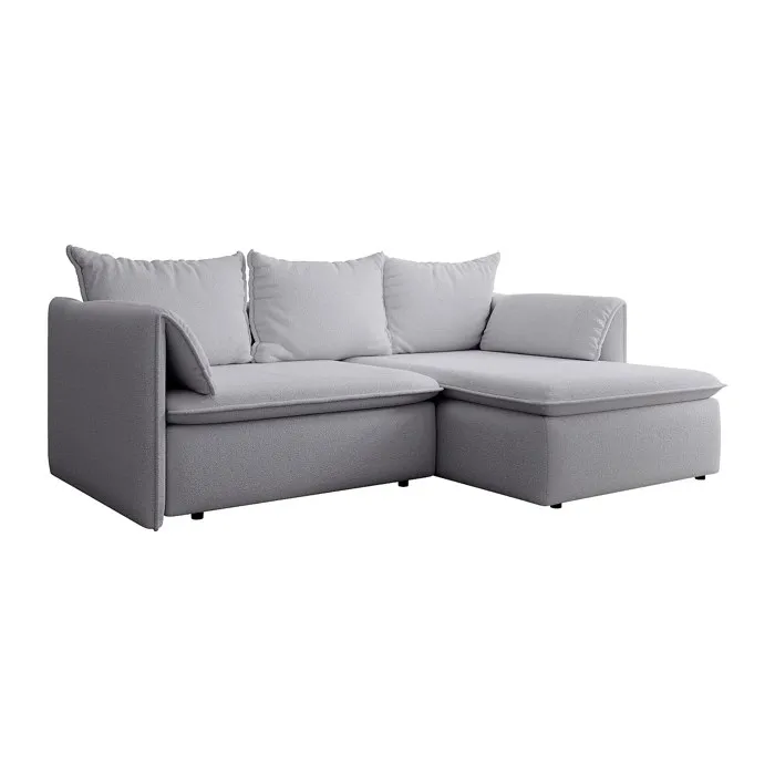 Canapé d'angle droit convertible en tissu texturé gris TEODORA