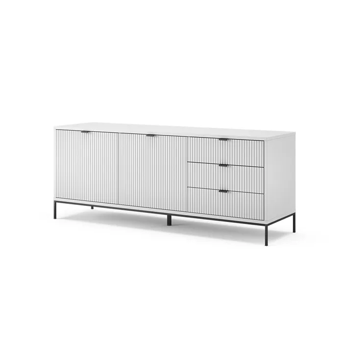 Vicco Lowboard Blanc 150.1x60cm avec 3 tiroirs, 2 portes