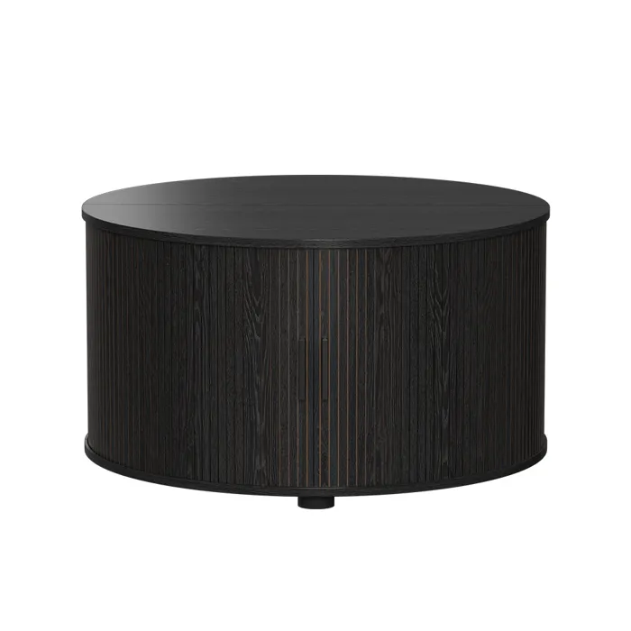 Vicco Table basse Noir 80x80cm avec porte coulissante