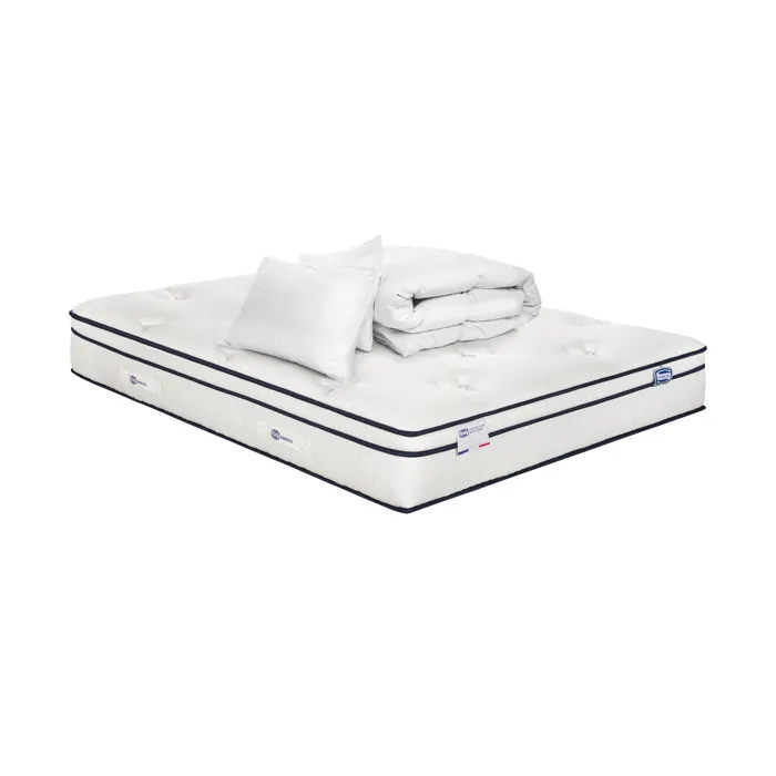 Matelas Inegale 160x200 Hybride, Ferme H27 + Couette + 2 Oreillers