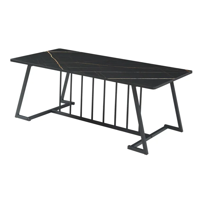 Table basse Nospoo acier aspect marbre noir en.casa