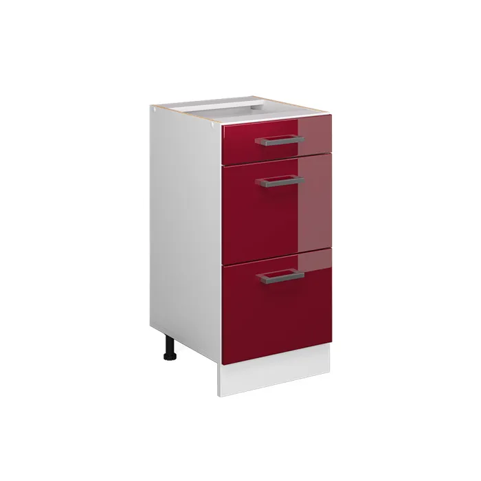 Vicco Meuble cuisine Rouge brillant 40cm avec tiroirs, sans PT