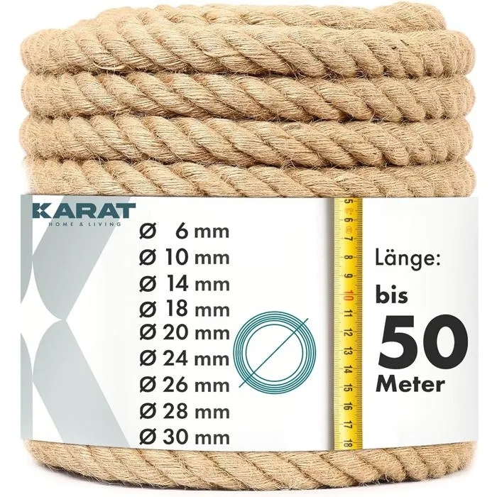 Corde en Jute Torsadée Arnold, Diamètre 26mm, 10 Mètres