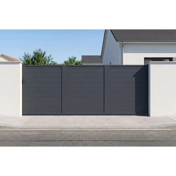 Portail coulissant 4,5m EIGER H.160cm aluminium gris