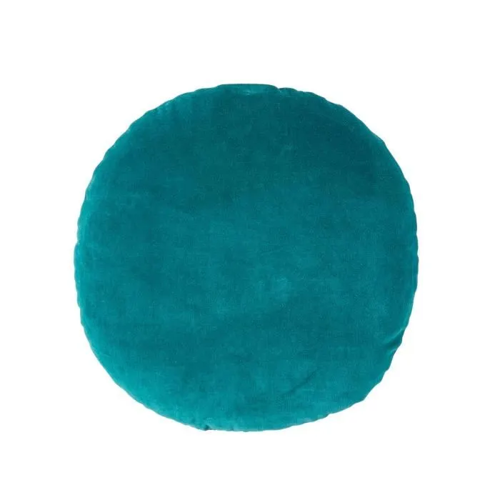 Coussin Rond En Velours Vert Émeraude, 40cm - Homescapes