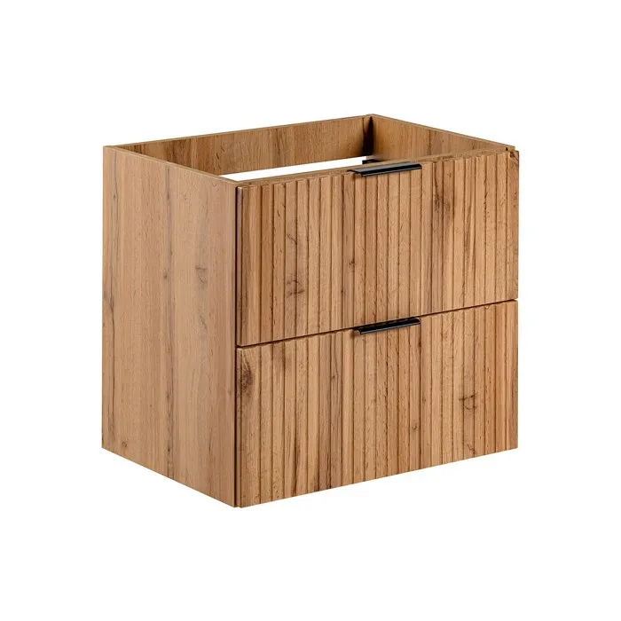 Meuble sous vasque suspendu strié - Naturel clair - L60 cm - ZEVARA