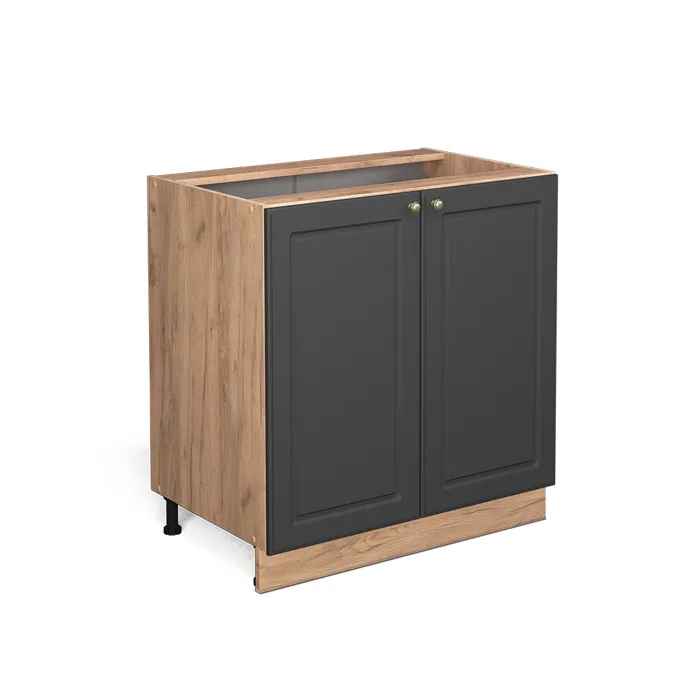 Vicco Meuble bas de cuisine Anthracite-or 80cm avec étagère, sans PT