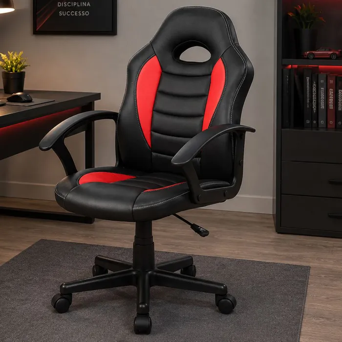 Chaise De Jeu,noir Rouge,56x55h99.5 Cm