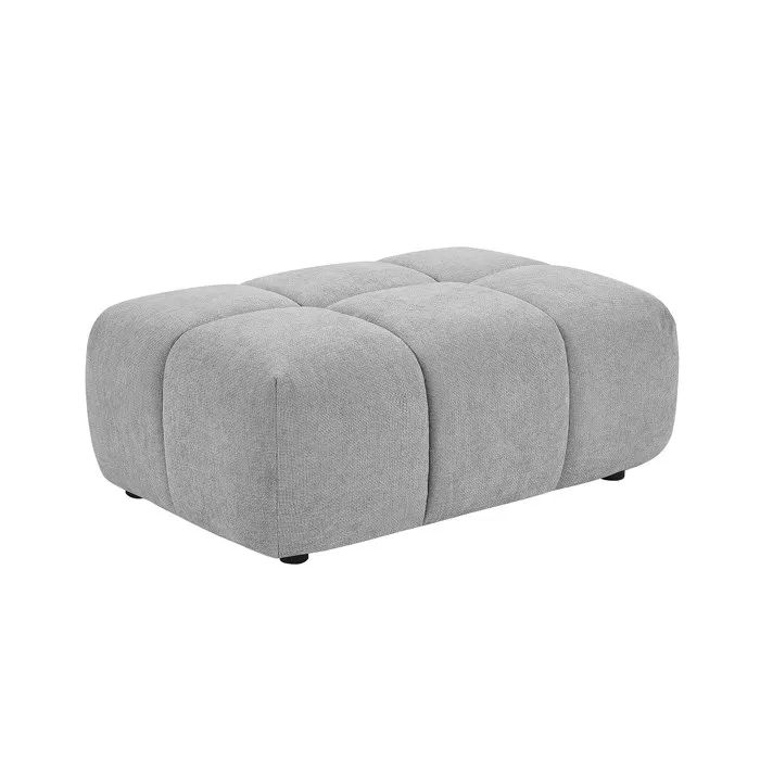 Pouf en tissu texturé gris clair APOLIU