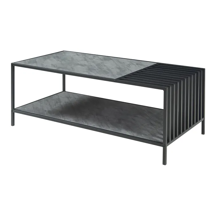 Table basse Parghos 120 x 60 x 45 cm noir / aspect marbre en.casa