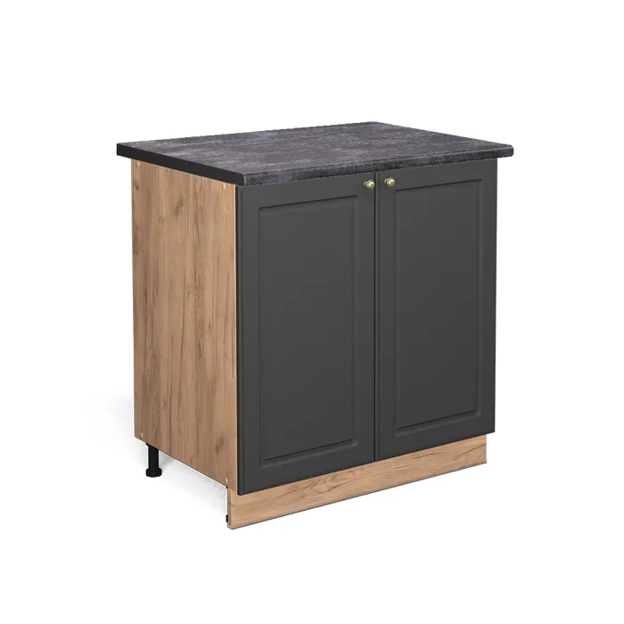 Vicco Meuble bas de cuisine Anthrazit-Gold Landhaus/Chêne doré 80cm plan de travail Anthracite