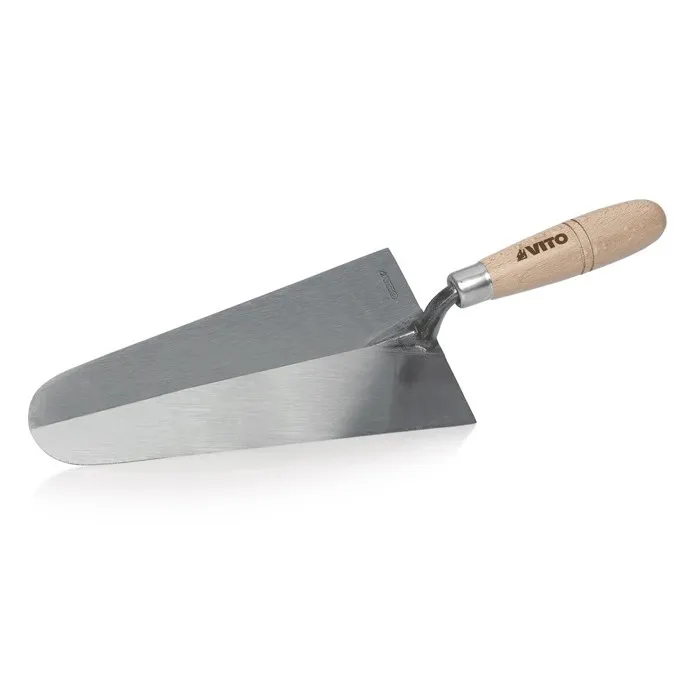 Truelle de maçon Portugaise forgée Ronde 220mm Acier trempé Manche en bois VITO