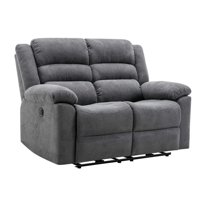 Canapé 2 places relax électrique en tissu gris BUROLO