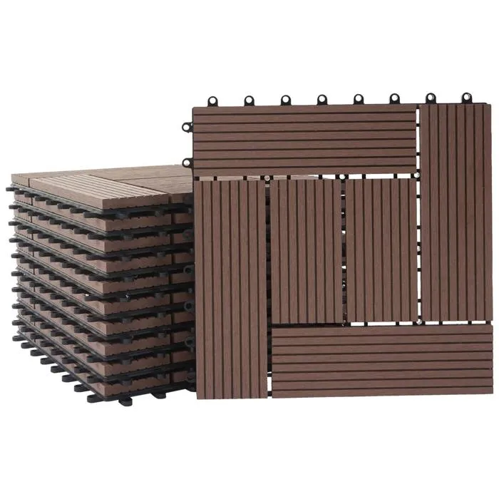 Décoshop26 Carrelage de sol WPC pour balcon - Café